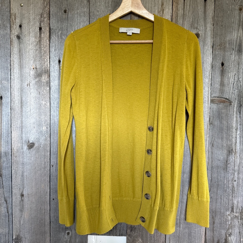 Loft Mustard Yellow Cardigan